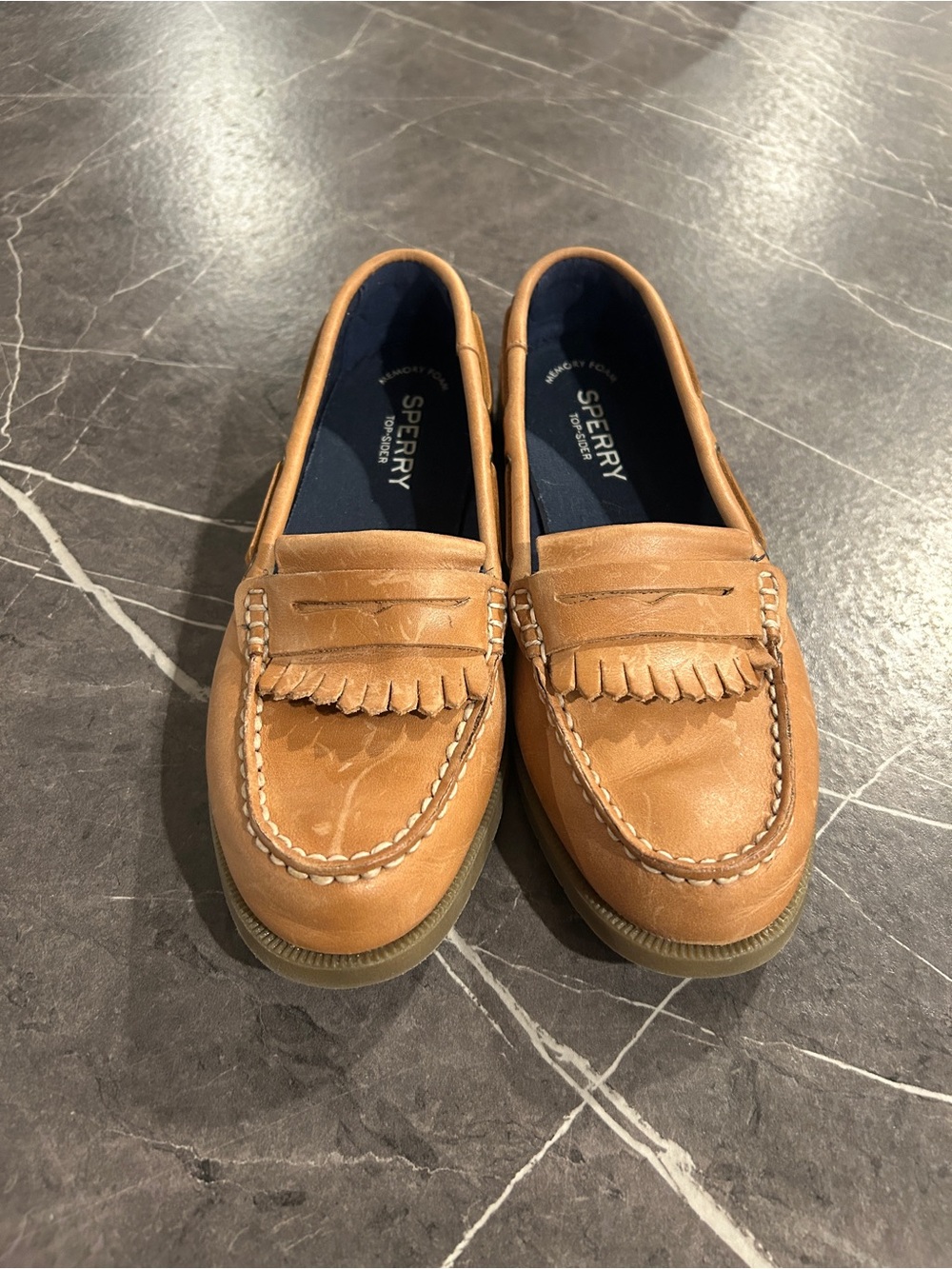 Sperry Tan Leather Kiltie Slip-On Loafers